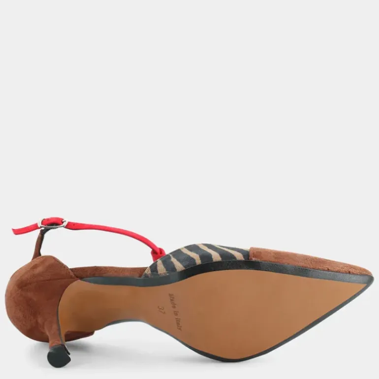 CAM- DECOLLETÈ CUOIO/ZEBRA/ROSSO NO-I23D-05