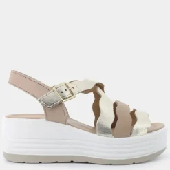 CLEA- SANDALI PLATINO/BEIGE 7667100