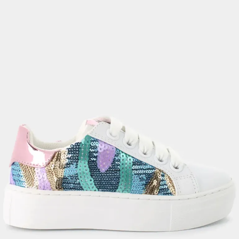KRUG- SNEAKERS BIANCO PAILETTES MULTICOLOR AG16025