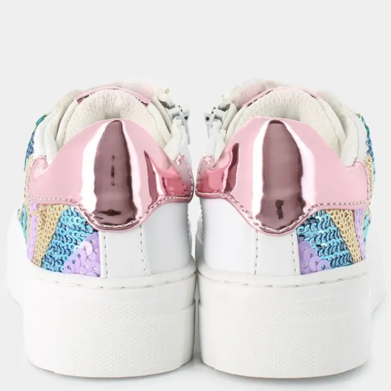 KRUG- SNEAKERS BIANCO PAILETTES MULTICOLOR AG16025