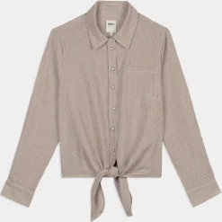 ONLLECEY LS KNOT SHIRT- T-SHIRT Toasted Coconut 15195910