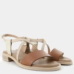SANDALI MARRONE/PLATINO E410462D