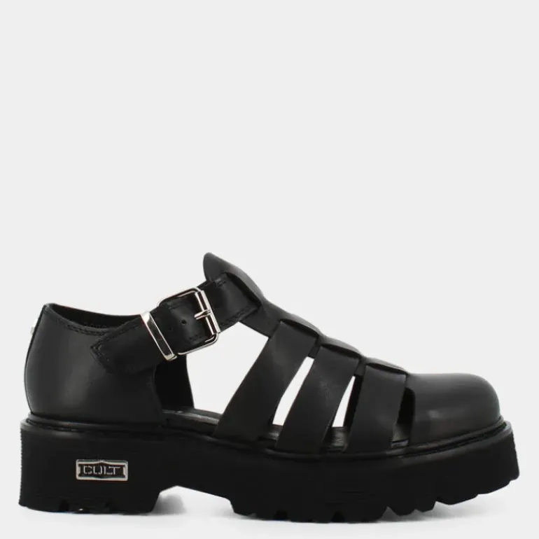 SANDAL W LEATHER BLACK- STRINGATE NERO CLW362600