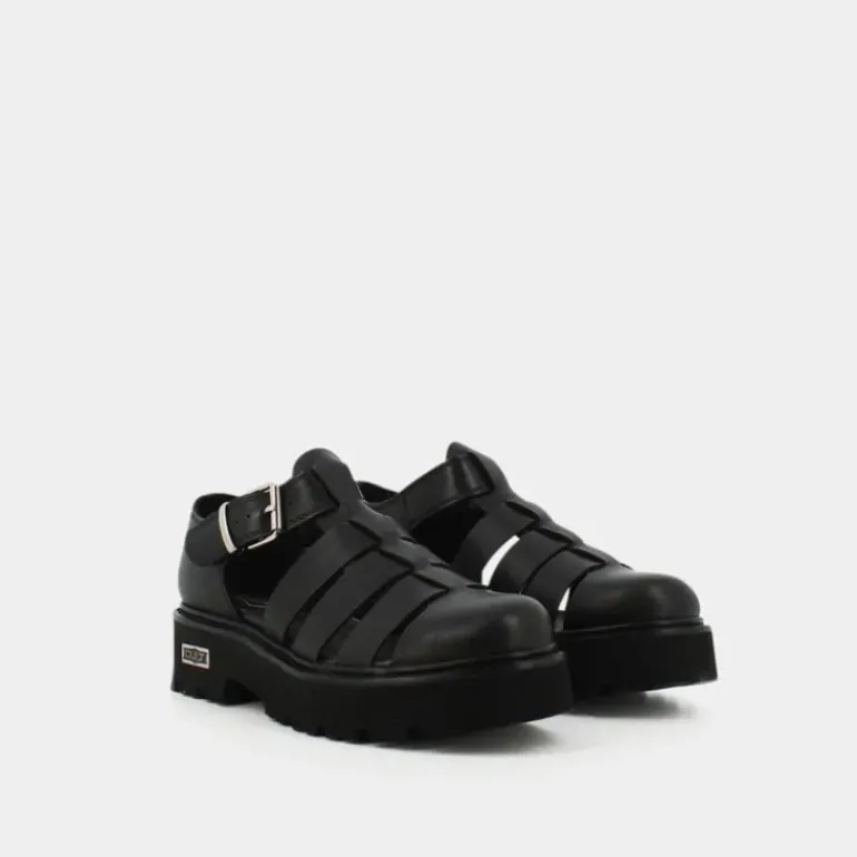 SANDAL W LEATHER BLACK- STRINGATE NERO CLW362600