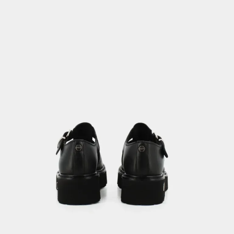 SANDAL W LEATHER BLACK- STRINGATE NERO CLW362600