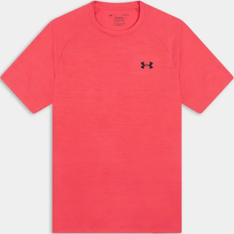 UA TECH TEXTURED SS- T-SHIRT ROSSO 1382796