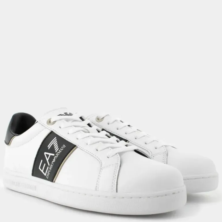 XK346- SNEAKERS WHITE+BLACK+GOLD X8X102.