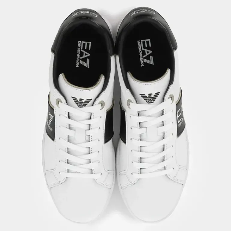 XK346- SNEAKERS WHITE+BLACK+GOLD X8X102.